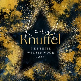 Kerstkaart 'Kerst knuffel' silhouet ster goudlook spetters