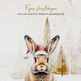 Kerstkaart kerst konijn bos