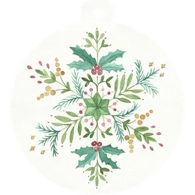 Kerstkaart kerstbal met kerstster van waterverf takjes 