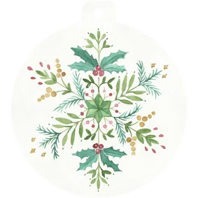 Kerstkaart kerstbal met kerstster van waterverf takjes 