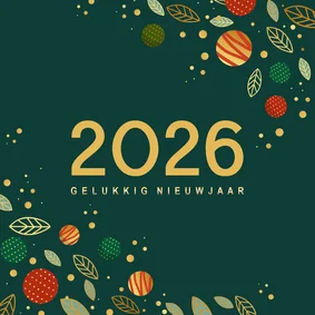 Kerstkaart kerstballen en goudlook glitters