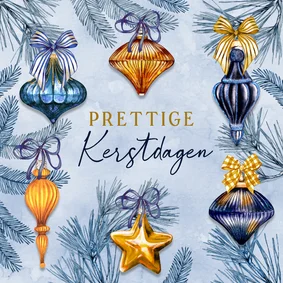 Kerstkaart kerstballen met strik