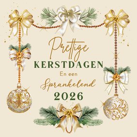 Kerstkaart kerstballen met strikken