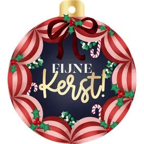 Kerstkaart kerstbalvorm kerstballen kerstkrans Fijne Kerst!