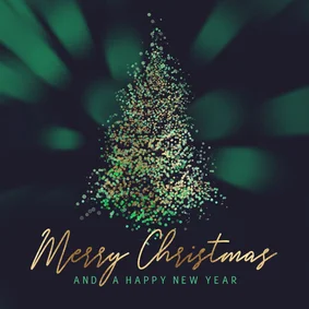 Kerstkaart kerstboom glitter goud