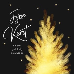 Kerstkaart kerstboom goud