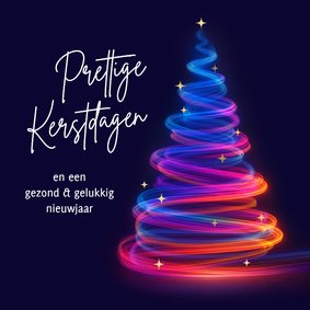 Kerstkaart kerstboom licht sprankelend goud