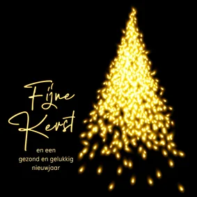 Kerstkaart kerstboom met lampjes en licht