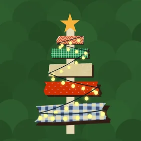 Kerstkaart kerstboom met lampjes GHZ