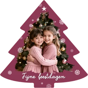 Kerstkaart kerstboom sneeuwlokken foto fijne feestdagen
