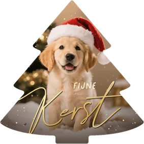 Kerstkaart kerstboomvorm met hond of eigen foto