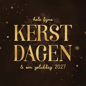 Kerstkaart kerstdagen met sneeuwvlok bruin goudlook