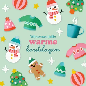 Kerstkaart kerstfiguren winters