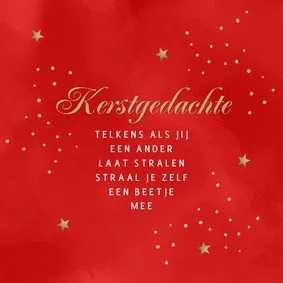 Kerstkaart kerstgedachte een ander laten stralen