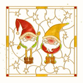 Kerstkaart kerstkabouters goud