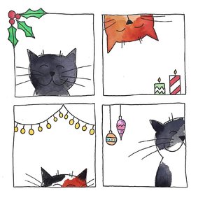 Kerstkaart - Kerstkatten