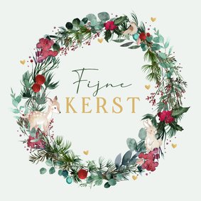 Kerstkaart kerstkrans met hartjes 
