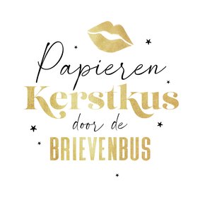 Kerstkaart kerstkus brievenbus goud sterren liefdevol 