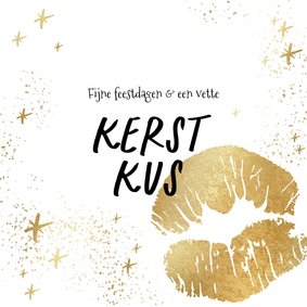 Kerstkaart kerstkus goudlook silhouet sterren spetters