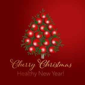 Kerstkaart kerstomaatjes kerstboom gezond