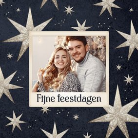 Kerstkaart kerststerren foto fijne feestdagen glitter
