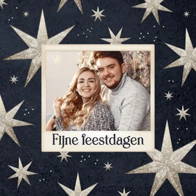 Kerstkaart kerststerren foto fijne feestdagen glitter