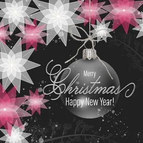 Kerstkaart kerststerren rood en wit