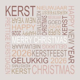 Kerstkaart kerstwensen typografie taupe