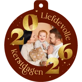 Kerstkaart kertbal hartjes liefdevolle kerstdagen foto 2026