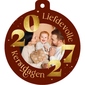Kerstkaart kertbal hartjes liefdevolle kerstdagen foto 2027