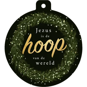 Kerstkaart krans lichtjes christelijk Jezus hoop wereld