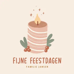 Kerstkaart lichtpuntje kaars in aardetinten