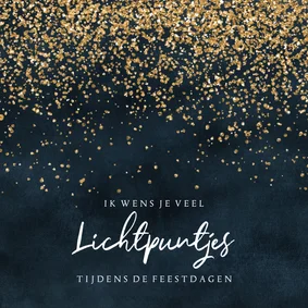 Kerstkaart lichtpuntjes goud moeilijke tijd
