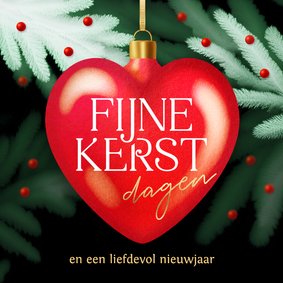 Kerstkaart lief rood kerstbal hart