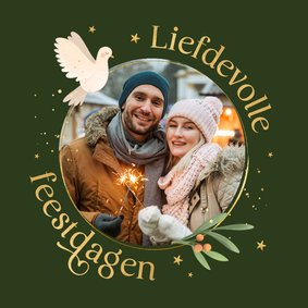 Kerstkaart liefdevolle feestdagen duif foto sterren 