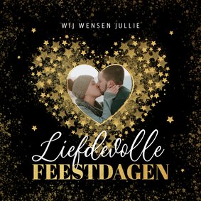 Kerstkaart liefdevolle feestdagen hartje foto sterren