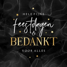 Kerstkaart marmer bedankt sterren goud