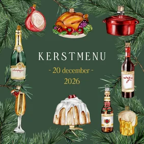 Kerstkaart menu ornamenten food