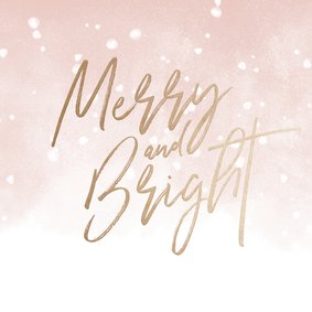 Kerstkaart Merry and Bright met waterverf en sneeuw