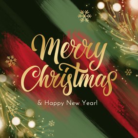 Kerstkaart merry christmas verf abstract lichtjes sneeuw