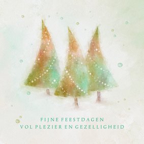 Kerstkaart met 3 aquarel kerstbomen