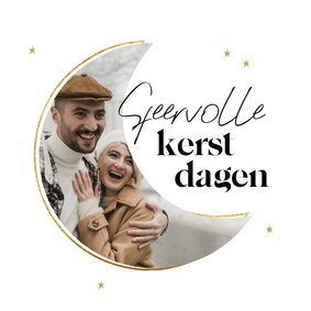 Kerstkaart met foto in stijlvol maankader 