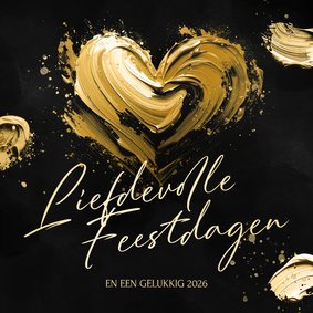 Kerstkaart met geschilderd hart liefdevolle kerst