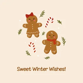 Kerstkaart met gingerbread poppetjes