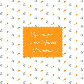 Kerstkaart met hartjes en kerstboompjes Stichting ALS