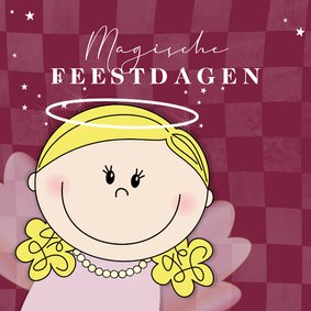 Kerstkaart met lief kerstengeltje