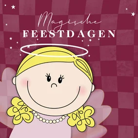 Kerstkaart met lief kerstengeltje