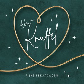 Kerstkaart met lief knuffel hart van goud