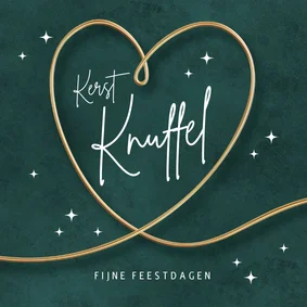 Kerstkaart met lief knuffel hart van goud