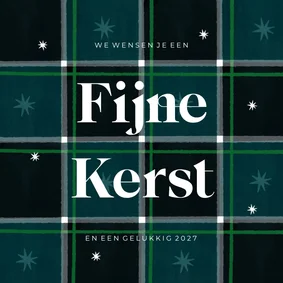 Kerstkaart met plaid patroon fijne kerst groen sterren